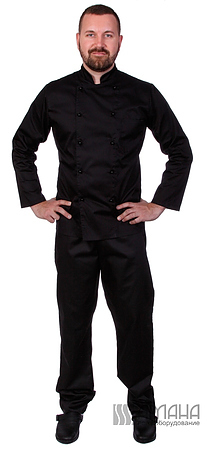 Куртка шеф-повара мужская длинный рукав спинка сетка черная 00013, набор из 5 штук
