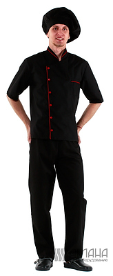 Куртка шеф-повара (диагональ) черная 00003, набор из 5 штук