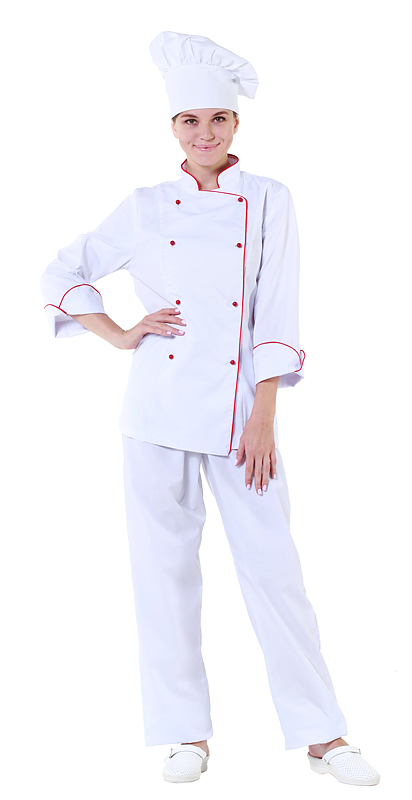 Куртка шеф-повара белая женская с манжетом 00006, набор из 5 штук