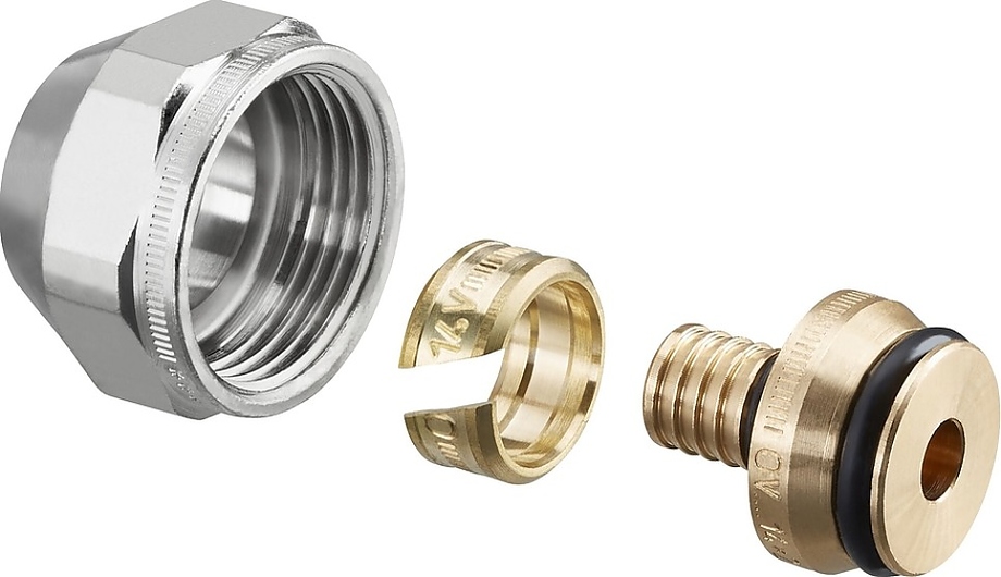 Cofit S-HT 1567960, PN 10, 20х2.8 мм - R 3/4" (НГ), никелированная латунь, со стяжным кольцом