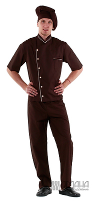 Куртка шеф-повара (диагональ) коричневая 00003, набор из 5 штук