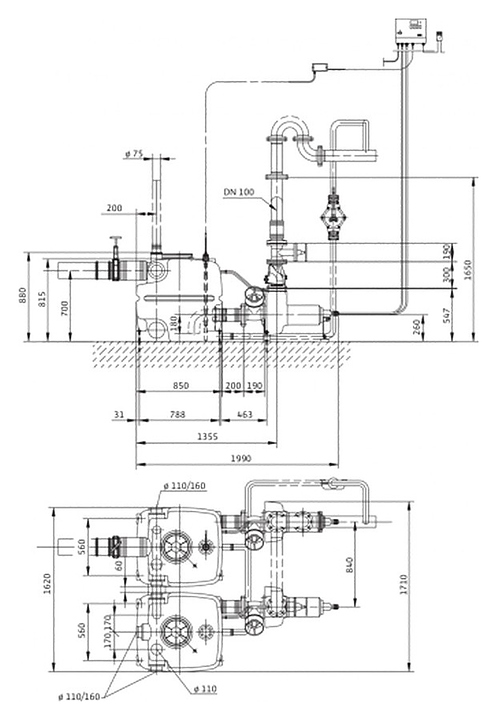 Напорная установка Wilo DrainLift XXL 1080-2/3,9 - фото №2