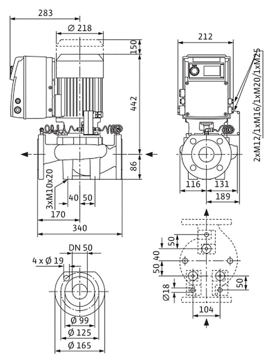 Циркуляционный насос Wilo VeroLine-IP-E 50/150-4/2-R1 - фото №2