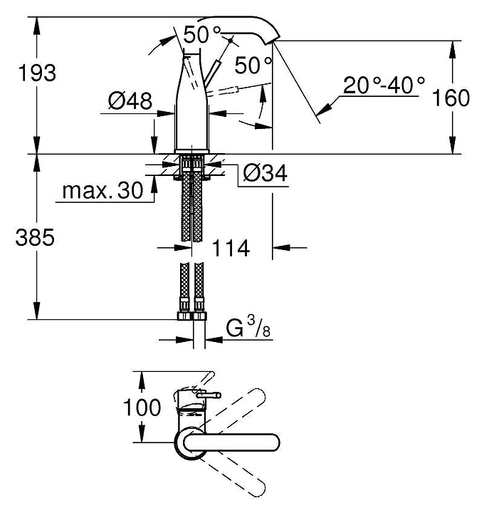 Смеситель GROHE Essence 23463001 - фото №2