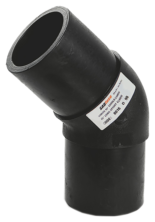 Фитинг SABfuse для труб ПНД отвод литой 45° PN16 SDR11 PE100 D180 - фото №1