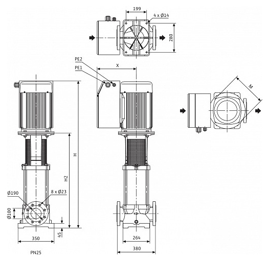 Центробежный насос Wilo Multivert MVIE 7004-3/25/E/3-2-2G - фото №2