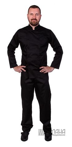 Клён Куртка шеф-повара мужская длинный рукав спинка сетка черная 00013, набор из 5 штук - фото №1