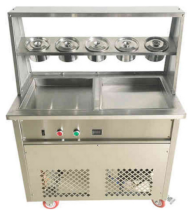 Фризер для жареного мороженого Foodatlas KCB-2F (контейнеры, световой короб, стол для топпингов, 2 компрессора) - фото №3