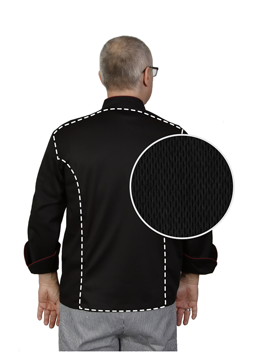 Клён Куртка шеф-повара премиум черная рукав длинный с манжетом (отделка бордовый кант) 00012, набор из 5 штук - фото №6
