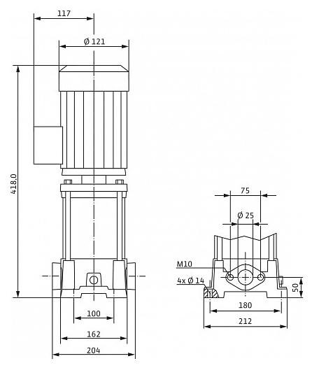 Центробежный насос Wilo Multivert MVIL 103-16/E/1-230-50-2 - фото №2