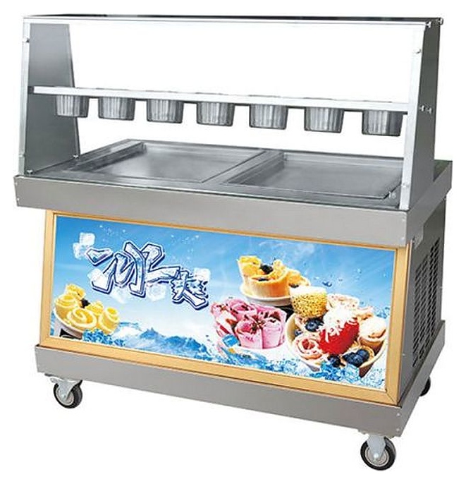 Фризер для жареного мороженого Foodatlas KCB-2F (контейнеры, световой короб, стол для топпингов, 2 компрессора) - фото №1