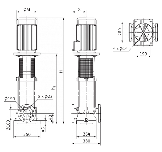 Центробежный насос Wilo Multivert MVI 9503/1-3/16/E/3-400-50-2 - фото №2