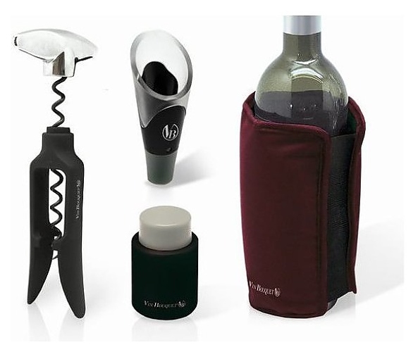 Набор для вина Vin Bouquet FI 024 SET штопор, каплеуловитель с фильтром, вакуумная пробка, охладительная рубашка - фото №2