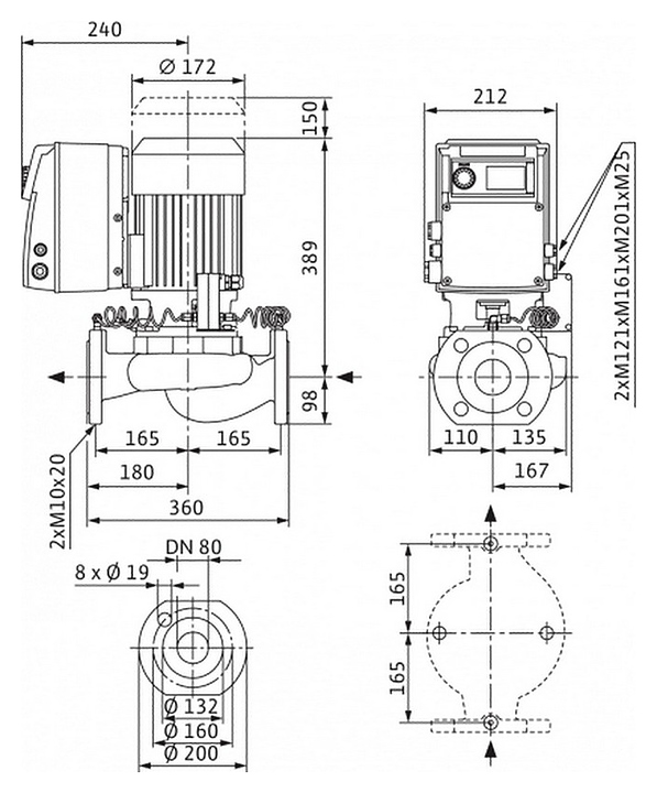 Циркуляционный насос Wilo VeroLine-IP-E 80/115-2,2/2-R1 - фото №2