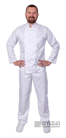 Клён Куртка шеф-повара мужская длинный рукав спинка сетка белая 00013, набор из 5 штук - фото №1