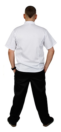 Куртка шеф-повара Клён премиум белая рукав короткий (отделка черный кант) 00014, набор из 5 штук - фото №2