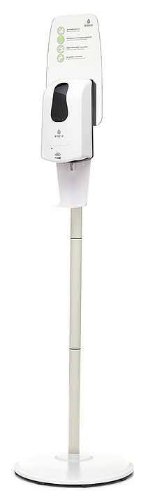 Комплект мобильной стойки для дезинфекции рук BINELE SF07AW с картриджным сенсорным диспенсером, белая - фото №2