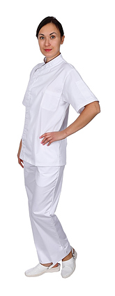 Куртка шеф-повара Клён премиум белая рукав короткий (отделка бордовый кант) 00014, набор из 5 штук - фото №5
