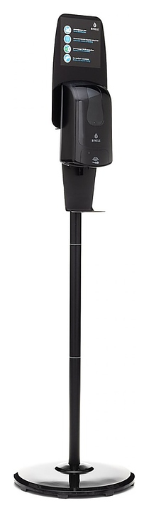 Комплект мобильной стойки для дезинфекции рук BINELE SF05AB с сенсорным диспенсером, черная - фото №3