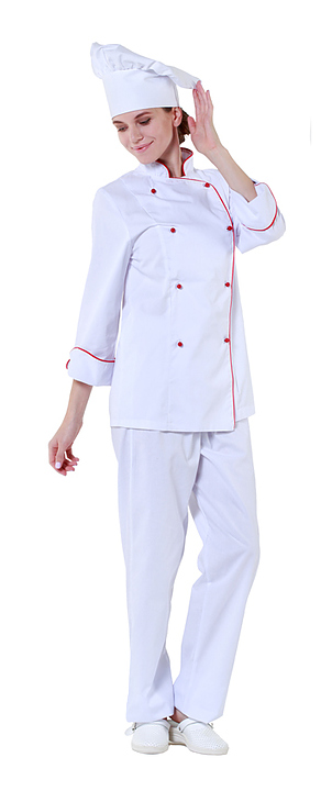 Клён Куртка шеф-повара белая женская с манжетом 00006, набор из 5 штук - фото №3