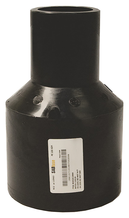 Фитинг SABfuse для труб ПНД переход литой длинный PN16 SDR11 PE100 D160х110 - фото №2