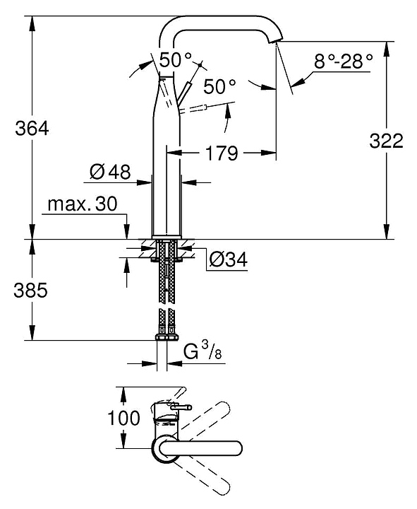 Смеситель GROHE Essence 32901001 - фото №3