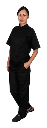 Клён Куртка шеф-повара премиум черная рукав короткий (отделка бордовый кант) 00014, набор из 5 штук - фото №2