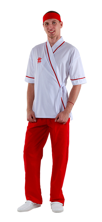 Клён Куртка сушиста белая с отделкой красного цвета 0124, набор из 5 штук - фото №1