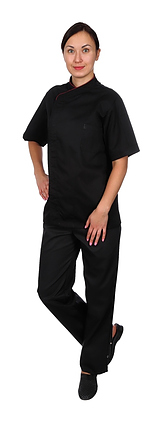 Клён Куртка шеф-повара премиум черная рукав короткий (отделка бордовый кант) 00014, набор из 5 штук - фото №6