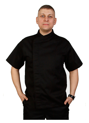 Клён Куртка шеф-повара премиум черная рукав короткий (отделка черный кант) 00014, набор из 5 штук - фото №5