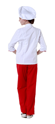 Клён Куртка шеф-повара белая женская рукав 3/4 на манжете (отделка красный кант) 00016, набор из 5 штук - фото №4