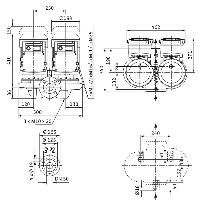 Циркуляционный насос Wilo VeroTwin-DP-E 50/140-3/2 - фото №2