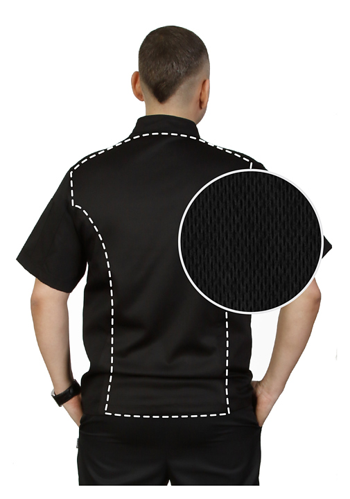 Клён Куртка шеф-повара премиум черная рукав короткий (отделка черный кант) 00014, набор из 5 штук - фото №2
