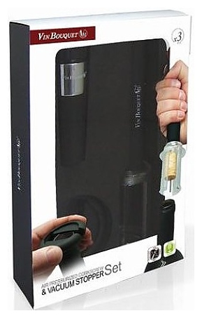 Набор для вина Vin Bouquet FI 010 SET штопор - воздушный насос с иглой, обрезатель фольги, колпачок-насос - фото №2