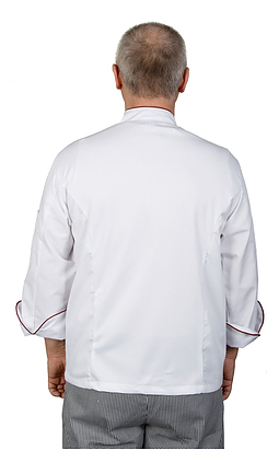 Клён Куртка шеф-повара премиум белая рукав длинный с манжетом (отделка бордовый кант) 00012, набор из 5 штук - фото №4