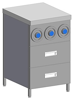 Стол-тумба с диспенсерами для стаканов Restoinox СПЗЯ2Д-6/6-Б - фото №1