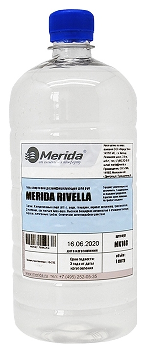 Гель дезинфицирующий для рук Merida RIVELLA MK108, 1 л - фото №1