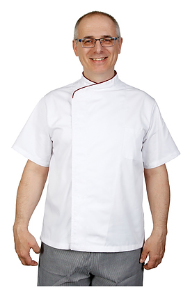 Куртка шеф-повара Клён премиум белая рукав короткий (отделка бордовый кант) 00014, набор из 5 штук - фото №7