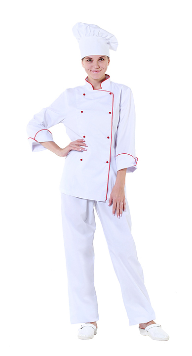 Клён Куртка шеф-повара белая женская с манжетом 00006, набор из 5 штук - фото №1