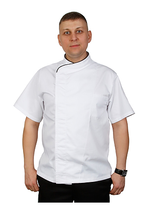 Куртка шеф-повара Клён премиум белая рукав короткий (отделка черный кант) 00014, набор из 5 штук - фото №8