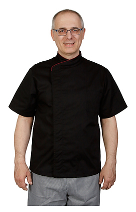 Клён Куртка шеф-повара премиум черная рукав короткий (отделка бордовый кант) 00014, набор из 5 штук - фото №8