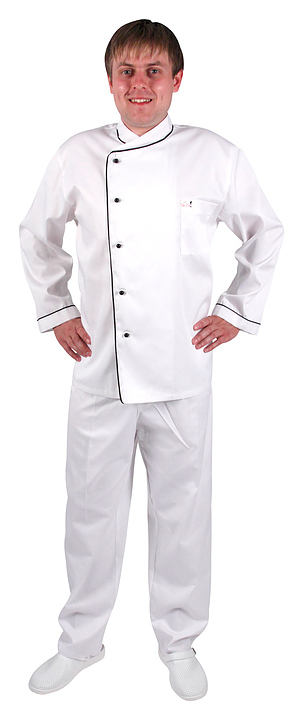 Клён Куртка шеф-повара бело-чёрная 0301, набор из 5 штук - фото №1