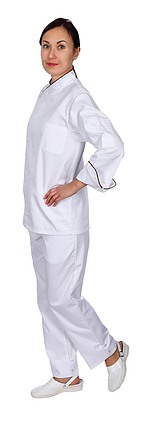 Клён Куртка шеф-повара премиум белая рукав длинный с манжетом (отделка бордовый кант) 00012, набор из 5 штук - фото №5