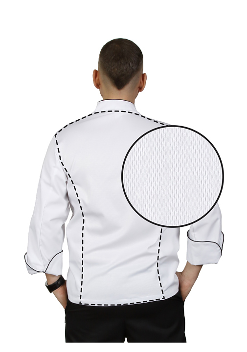 Клён Куртка шеф-повара премиум белая рукав длинный с манжетом (отделка черный кант) 00012, набор из 5 штук - фото №6