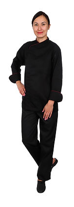 Клён Куртка шеф-повара премиум черная рукав длинный с манжетом (отделка бордовый кант) 00012, набор из 5 штук - фото №3