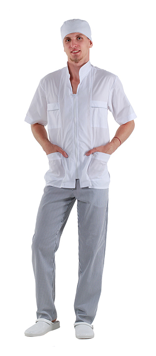 Клён Куртка мужская короткий рукав белая 0173, набор из 5 штук - фото №1