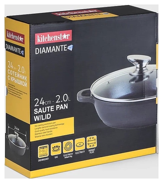 Сотейник kitchenstar SYB-W123CAK-0224B с крышкой 24 см - фото №2
