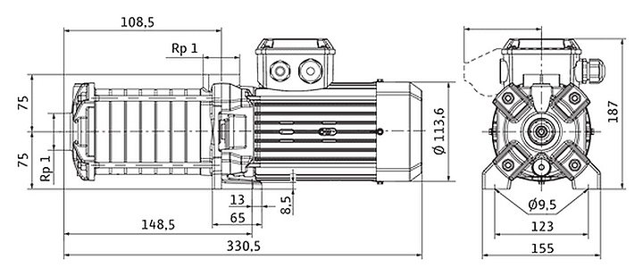 Циркуляционный насос Wilo MEDANA CH1-LC.202-5/E/E/10T - фото №2