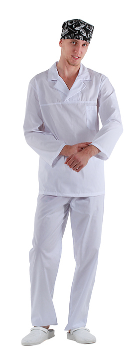 Клён Куртка работника кухни мужская белая, набор из 5 штук - фото №1