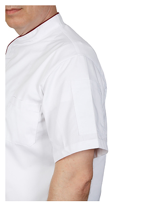 Куртка шеф-повара Клён премиум белая рукав короткий (отделка бордовый кант) 00014, набор из 5 штук - фото №3